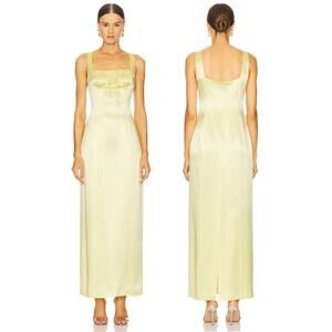 Line & Dot Limone Dress Maxi Satin Ruffle Garden Wedding Guest Party Formal S